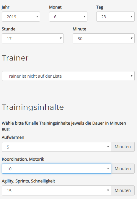 Beispiel Trainingserfassung